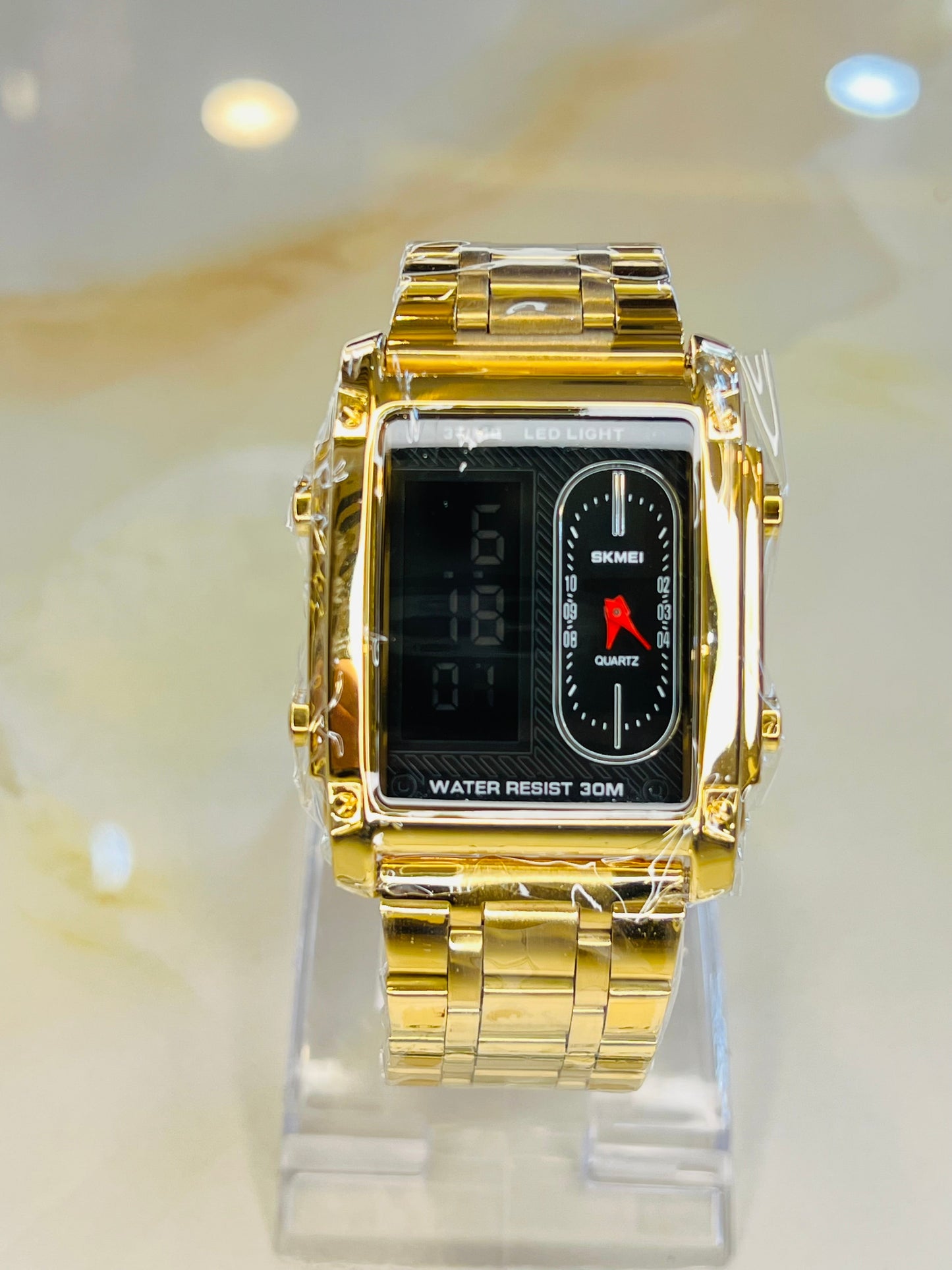 Skmei 3 Time Gold Watch