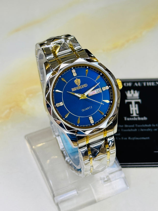 Two Tone Binbond Silver Prism Dial Watch