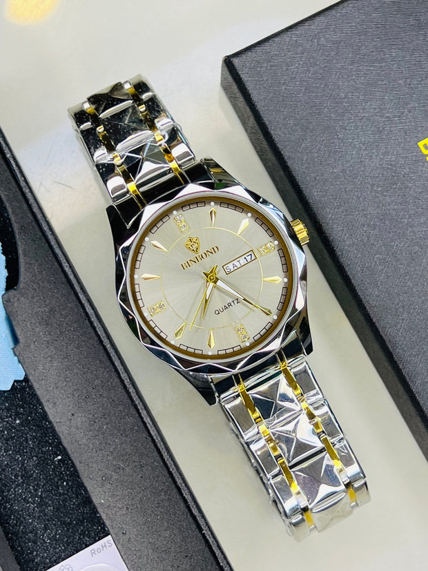Two Tone Binbond Silver Prism Dial Watch