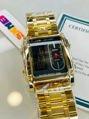 ساعة سكيمي 3 تايم الذهبية