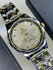 Two Tone Binbond Silver Prism Dial Watch