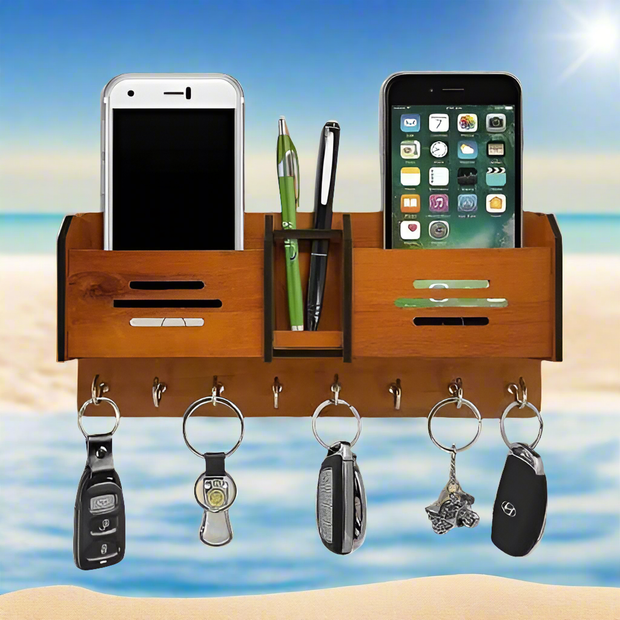 حامل جوال ومفتاح خشبي معلق على الحائط بتصميم ثلاثي الأبعاد يمكنك صنعه بنفسك