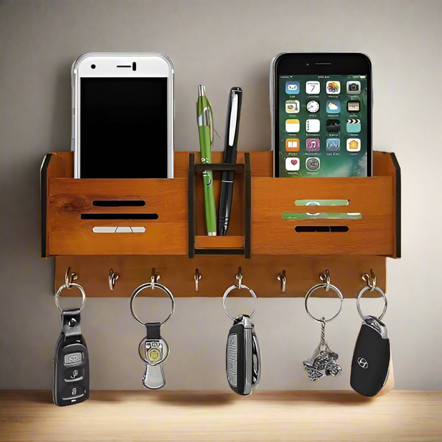 حامل جوال ومفتاح خشبي معلق على الحائط بتصميم ثلاثي الأبعاد يمكنك صنعه بنفسك