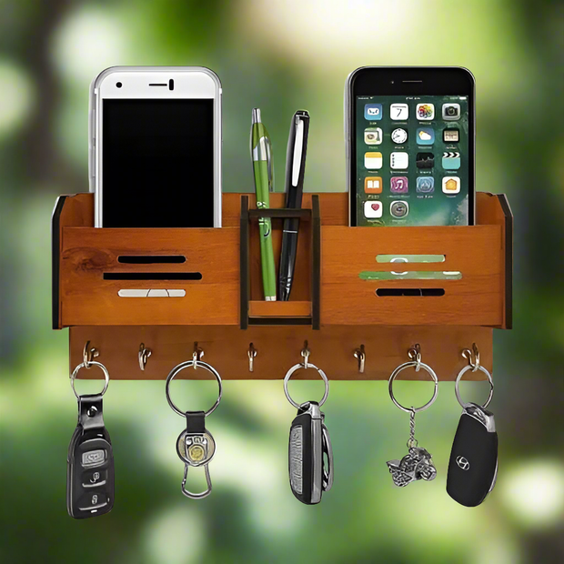 حامل جوال ومفتاح خشبي معلق على الحائط بتصميم ثلاثي الأبعاد يمكنك صنعه بنفسك