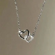 Silver Color Love Heart Pendant Necklace